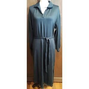 NWT Joe Fresh Long Balloon Sleeve Midi Sweater belted Dress Black Medium NEW